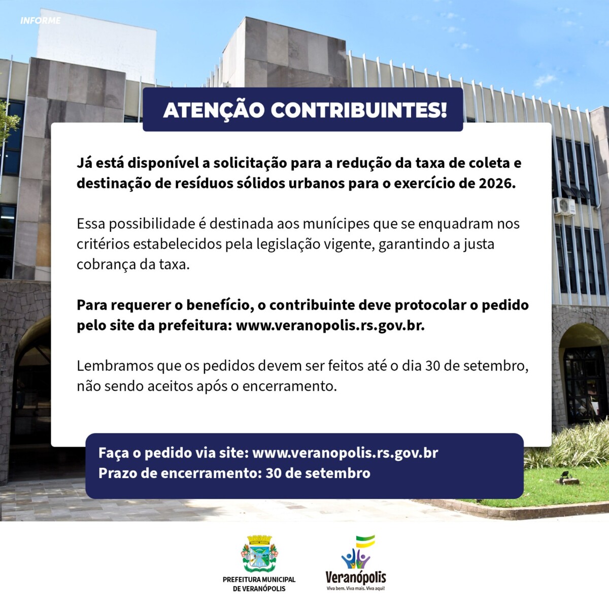 contribuintes-de-veranopolis-podem-solicitar-reducao-da-taxa-de-coleta-e-destinacao-de-residuos-solidos-urbanos-para-2026